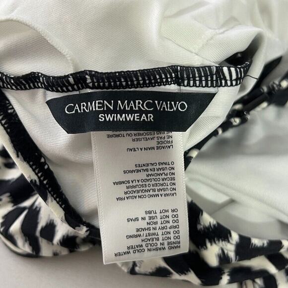 Carmen Marc Valvo Women's Leopard Print Cut-Out One-Piece Swimsuit Size 6 Trendy - Picture 5 of 11